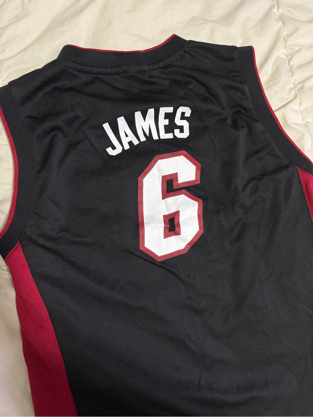 adidas Black and Red 'James 6' Kids Basketball Jersey